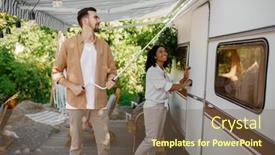  Presentation with tent - Slides enhanced with love-couple-sets-rv-tent background and a violet colored foreground