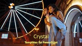 Presentation with amusement park - Colorful PPT layouts enhanced with love-couple-walking-in-night backdrop and a tawny brown colored foreground