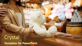  Presentation with amusement park - Amazing PPT theme having love-couple-wins-soft-toy backdrop and a tawny brown colored foreground