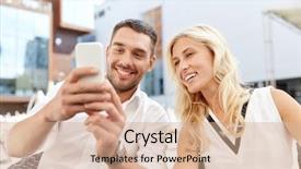  Presentation with love - Cool new PPT theme with love-date-technology-people backdrop and a coral colored foreground