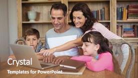  Presentation with parents - PPT layouts featuring love diary - parents and kids using laptop background and a coral colored foreground