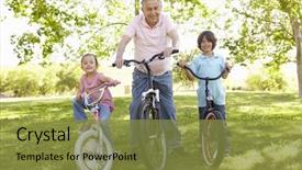  Presentation with grandfather - Amazing PPT theme having love eighties - hispanic grandfather with grandchildren backdrop and a tawny brown colored foreground