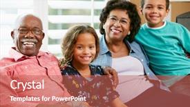  Presentation with portrait of a shy embarrassed - Audience pleasing theme consisting of love eighties - portrait of grandparents with grandchildren backdrop and a red colored foreground