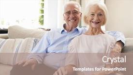  Presentation with smiling paramedic sitting in ambulance - Beautiful presentation theme featuring love eighties - portrait of smiling senior couple backdrop and a  colored foreground