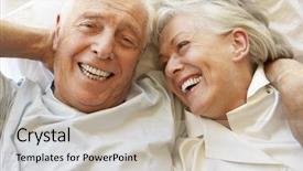  Presentation with senior couple - Beautiful slides featuring love eighties - senior couple relaxing in bed backdrop and a mint green colored foreground