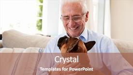  Presentation with senior smart home - PPT theme with love eighties - senior man sitting on sofa background and a  colored foreground