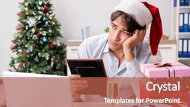  Presentation with employee - Presentation theme enhanced with love employees - young employee businessman in office background and a red colored foreground