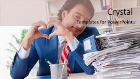  Presentation with employee profile company concept - PPT theme consisting of love employees - young male employee in funny background and a coral colored foreground