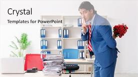  Presentation with lilac flowers bunch over wood - Audience pleasing PPT theme consisting of love employees - young male employee with bunch backdrop and a white colored foreground