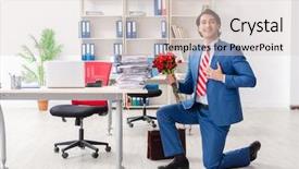  Presentation with bunch - Amazing slide set having love employees - young male employee with bunch backdrop and a lemonade colored foreground