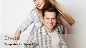  Presentation with love - Slide deck enhanced with love family and people concept lovely couple young man carrying girlfriend on his back background and a soft green colored foreground