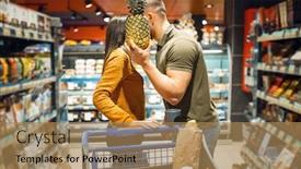  Presentation with grocery store - Slide set featuring love-family-couple-kissing background and a coral colored foreground