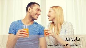  Presentation with healthy food - Amazing presentation having love family healthy food and happiness concept - smiling happy couple drinking juice at home backdrop and a lemonade colored foreground