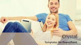  Presentation with computer love - Audience pleasing PPT layouts consisting of love family technology internet and happiness concept - smiling happy couple witl tablet pc computer at home backdrop and a lemonade colored foreground