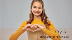 Presentation with teenage love - PPT theme consisting of love-gesture-and-valentine-s background and a gold colored foreground
