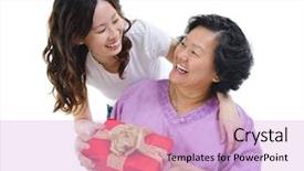  Presentation with mother baby asian breastfeeding - Colorful PPT theme enhanced with food supplements pills or capsules backdrop and a white colored foreground.