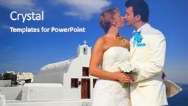  Presentation with bride and groom - Audience pleasing slide deck consisting of love greek - bride and groom on santorini backdrop and a teal colored foreground