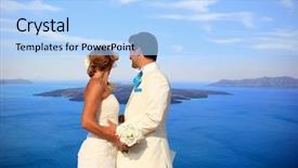  Presentation with santorini - Cool new PPT theme with love greek - bride and groom on santorini backdrop and a  colored foreground