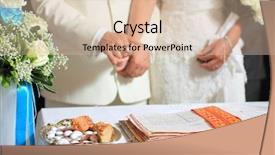  Presentation with orthodox - PPT theme consisting of love greek - bride and groom on their background and a lemonade colored foreground