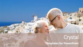  Presentation with tourism - Beautiful slide deck featuring love greek - tourism travel and people concept backdrop and a coral colored foreground