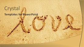  Presentation with love designs - Cool new presentation theme with abstract grunge heart background - love handwritten in sand backdrop and a yellow colored foreground