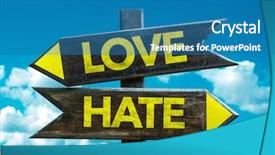 Presentation with love hate - Slide deck consisting of bad romance - love - hate signpost background and a teal colored foreground