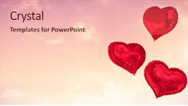  Presentation with heart clouds - Theme enhanced with love heart balloons against sunset background and a lemonade colored foreground