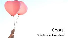  Presentation with love heart - Audience pleasing theme consisting of love heart balloons on sky backdrop and a white colored foreground