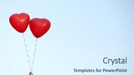  Presentation with love heart - Audience pleasing PPT theme consisting of love heart balloons on sky backdrop and a sky blue colored foreground
