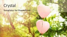  Presentation with heart love - Theme enhanced with love heart balloons outdoors background and a blonde colored foreground