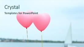  Presentation with love heart - Presentation theme having love heart balloons outdoors background and a sky blue colored foreground
