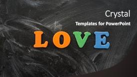  Presentation with school-board - Presentation design featuring love heart on school board background and a dark gray colored foreground