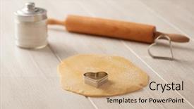  Presentation with wood gray - Amazing PPT theme having love hearth - ingredients and utensils to cook backdrop and a soft green colored foreground