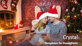  Presentation with christmas tree - Slides consisting of love hearth - young couple celebrating christmas near background and a tawny brown colored foreground