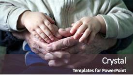  Presentation with old young - Slide deck having love help care health support - old hand holding and young background and a tawny brown colored foreground