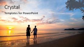  Presentation with hands holding - Presentation having love holding hands at sunset background and a light blue colored foreground