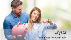  Presentation with self love - Cool new PPT theme with love holding piggy bank backdrop and a  colored foreground