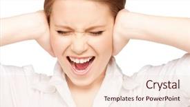  Presentation with ears - Cool new presentation theme with love hurts - picture of woman with hands backdrop and a  colored foreground