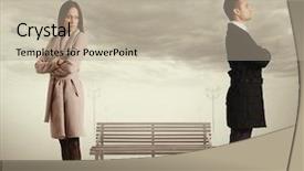  Presentation with couple nature retreat - Audience pleasing PPT theme consisting of love hurts - young caucasian couple in quarrel backdrop and a mint green colored foreground