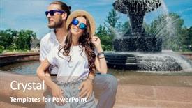  Presentation with happy holidays - Cool new slide deck with love in the park backdrop and a coral colored foreground