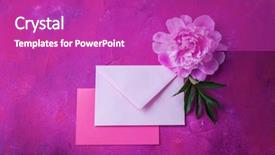  Presentation with peony flower - Beautiful slide set featuring pink envelope with beautiful peony backdrop and a purple colored foreground