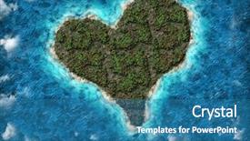  Presentation with loving hearts love heart candy - PPT theme featuring love island on the sea background and a teal colored foreground