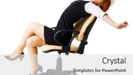  Presentation with cheerful - Beautiful presentation theme featuring love job - cheerful businesswoman isolated on white backdrop and a light gray colored foreground