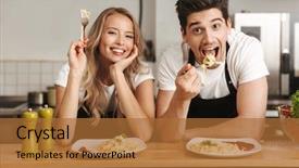  Presentation with friends - Presentation theme consisting of love job - image of emotional excited young background and a red colored foreground