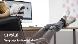  Presentation with flower office desk table - Presentation theme featuring love job - young girl resting background and a gray colored foreground