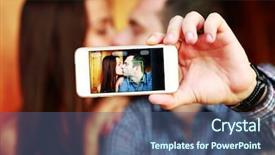  Presentation with self - Slide set consisting of kiss love - couple taking self-portrait photos background and a ocean colored foreground