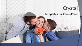  Presentation with husband and wife 3 d - Audience pleasing presentation theme consisting of tome - husband and son giving roses backdrop and a white colored foreground