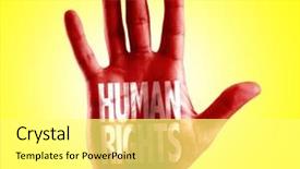  Presentation with human rights - Colorful theme enhanced with love life liberty - human rights written on hand backdrop and a white colored foreground