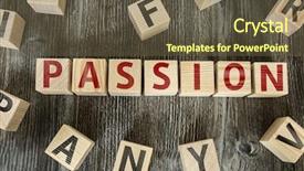  Presentation with passion - Theme enhanced with love life liberty - wooden blocks with the text background and a  colored foreground