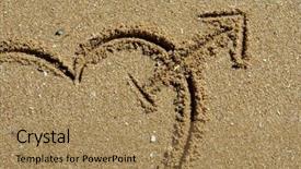  Presentation with sand heart - Presentation theme enhanced with love message an heart draw in the sand background and a coral colored foreground